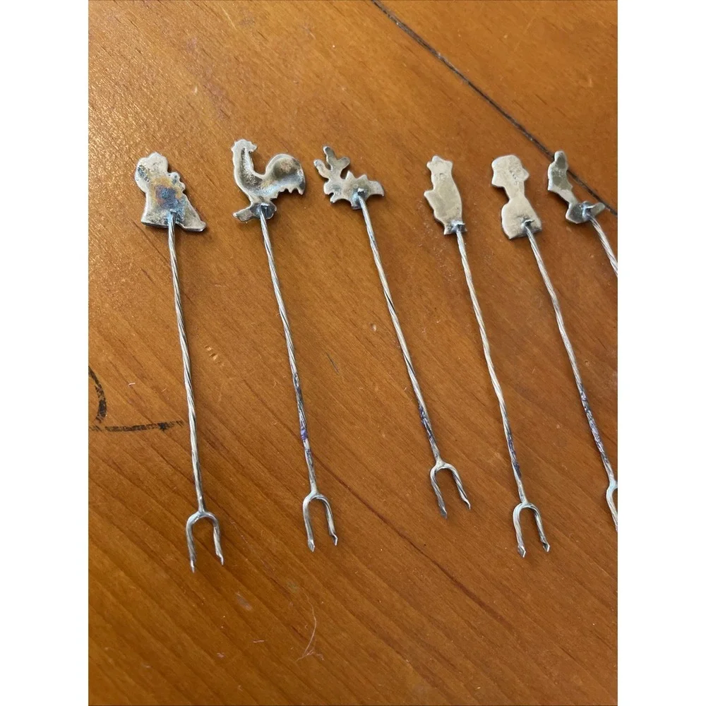 Vintage Hors D'oeuvre Cocktail Forks Picks Lot Of 9 Mexican